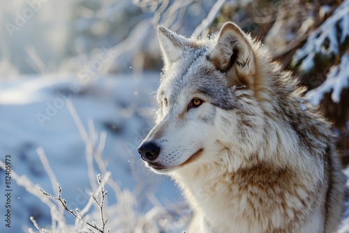 Wolf  Portrait of a Wolf in a Forest  Ai generated