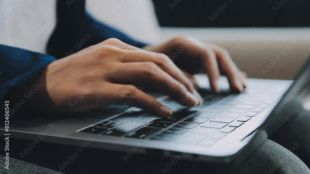 Woman working at home office hand on keyboard close up Woman working at home office hand on keyboard close up