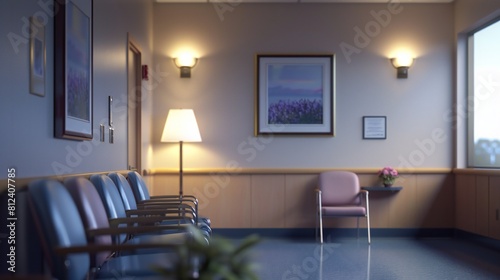 Mockup frame subtly elevating the aesthetics of the hospital's waiting room, fostering a positive patient experience.
