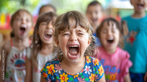 Crying Children having a tantrum at a day care photo