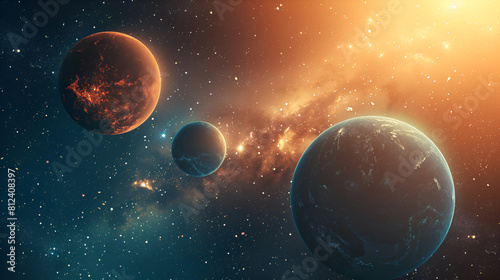Planets in abstract with a background of space