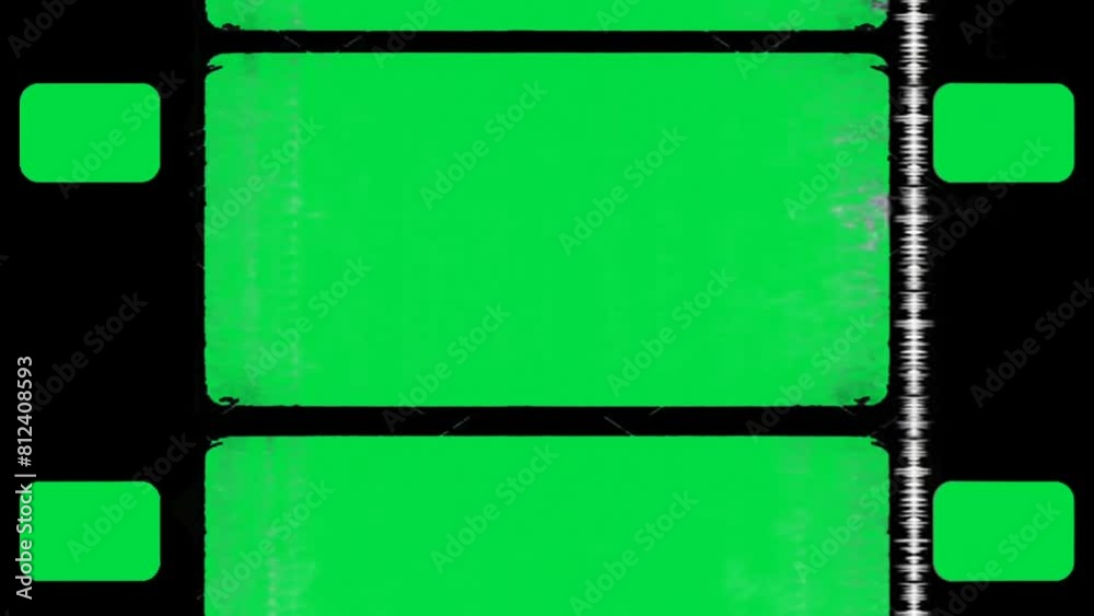 Green screen loop footage of old negative film strip frame. fast motion animated from up to down vertically. Good to use in your videos and projects. Chroma key background.