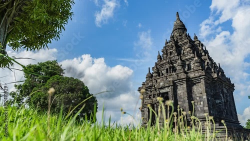 Timelapse of Sojiwan Temple during the day. Sojiwan Temple is a 9th century Buddhist temple located in Klaten, Central Java. This temple is one of a number of temples spread across the Prambanan Plain photo