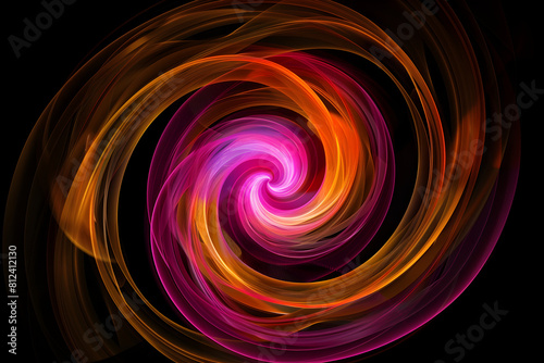 Hypnotic neon swirls in shades of pink and orange. Mesmerizing abstract art.