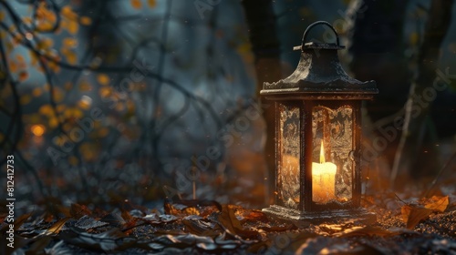 Candlelit lantern glowing