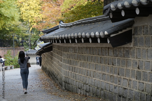덕수궁 돌담길의 가을 풍경입니다