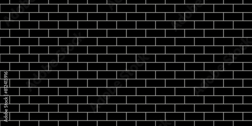 Black brick background texture. Black brick pattern and Black background wall brick.