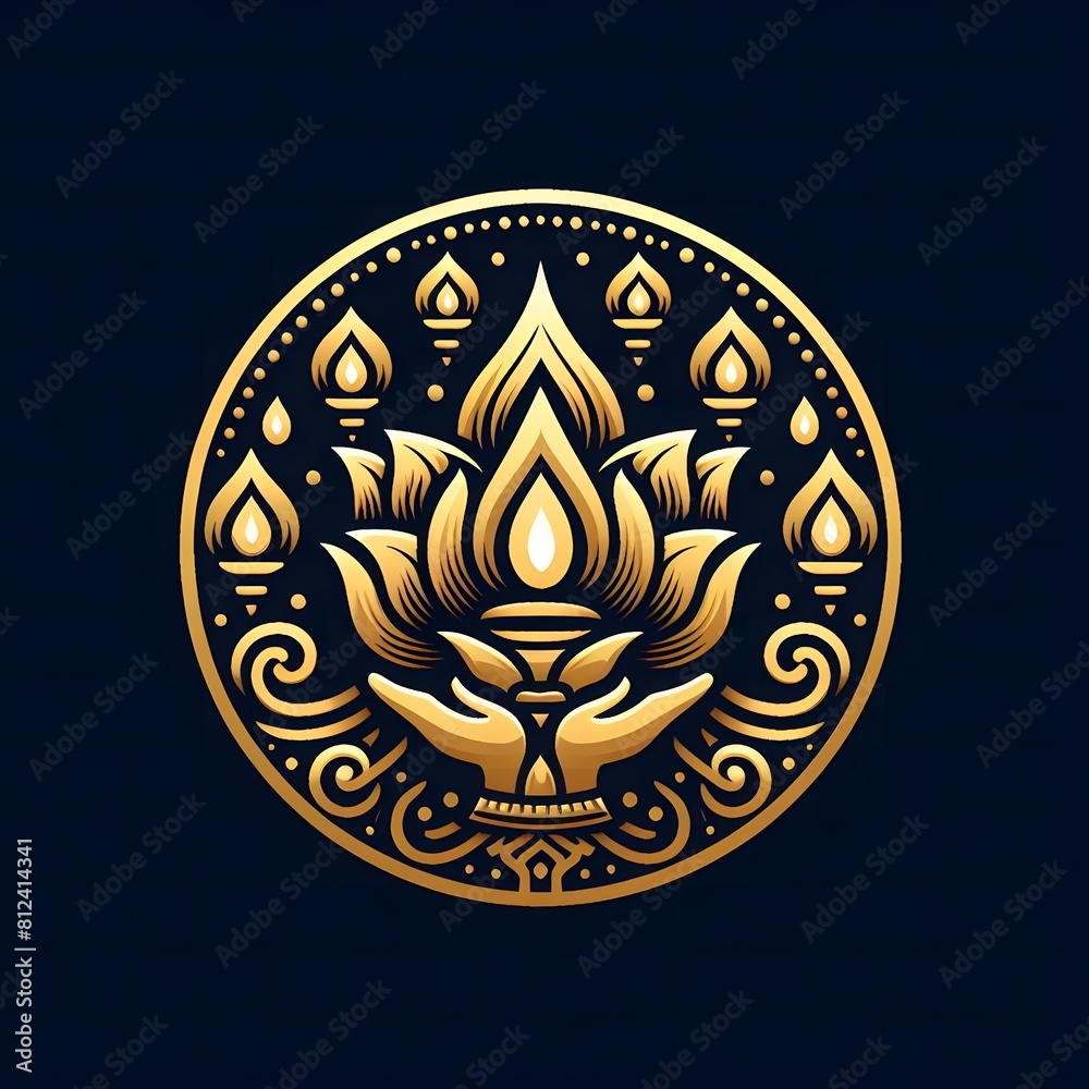 AI Generate of Luxury Premium Symbol Vector of Vesak Day with Lantern, Candle Light, Lotus