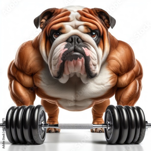 A dog lifting weights image art realistic photo has illustrative meaning illustrator © adam
