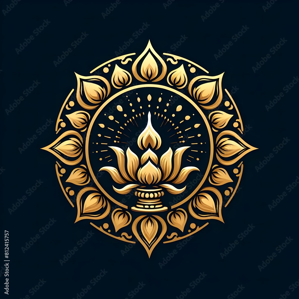 Obraz premium AI Generate of Luxury Premium Symbol Vector of Vesak Day with Lantern, Candle Light, Lotus