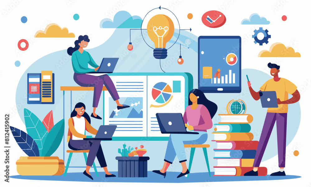 illustration of a person working in office illustration of a person working in office