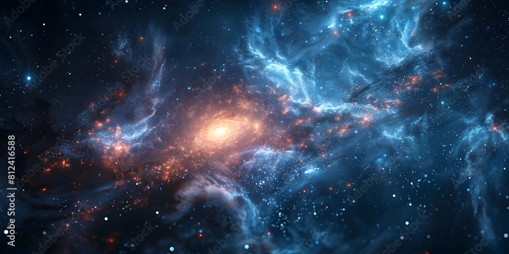 Obraz premium Expansive Cosmic Nebula A Mesmerizing Interstellar Landscape of Swirling Stardust and Vibrant Celestial Formations