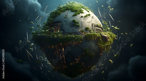 A digital painting of Earth with a shield protecting it from deforestation for Earth Day.