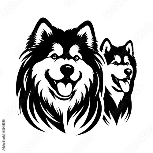 Vector Alaskan Malamute Silhouette - A Stunning Tribute to Canine Elegance and Strength- Alaskan Malamute Illustration- Minimalist Alaskan Malamute  vector.