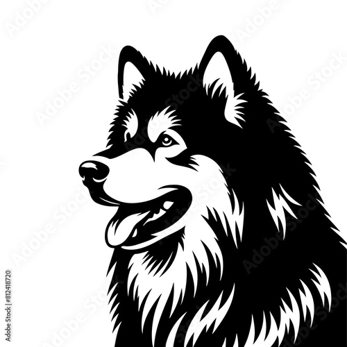 Vector Alaskan Malamute Silhouette - A Stunning Tribute to Canine Elegance and Strength- Alaskan Malamute Illustration- Minimalist Alaskan Malamute  vector.