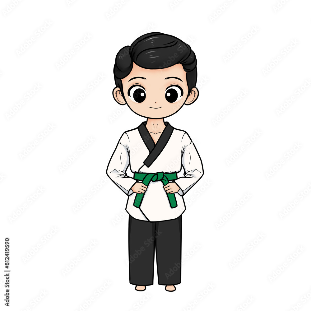 illustration of taekwondo poomsae boy with green belt and transparent background illustration of taekwondo poomsae boy with green belt and transparent background