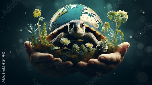 A person promoting the conservation of endangered plant species for Earth Day. photo
