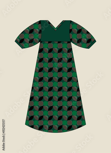 Vector illustration of Long frock maxi prom dress details for various occasions and events,lady fashion party frock silhouette of casual summer maxi dress