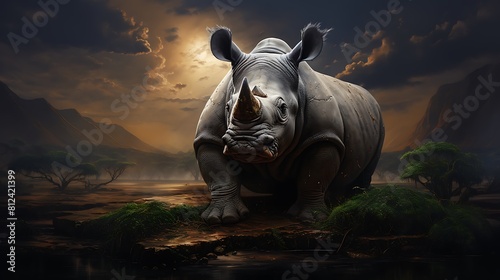 A digital painting of Earth with a spotlight on endangered species conservation for Earth Day. photo