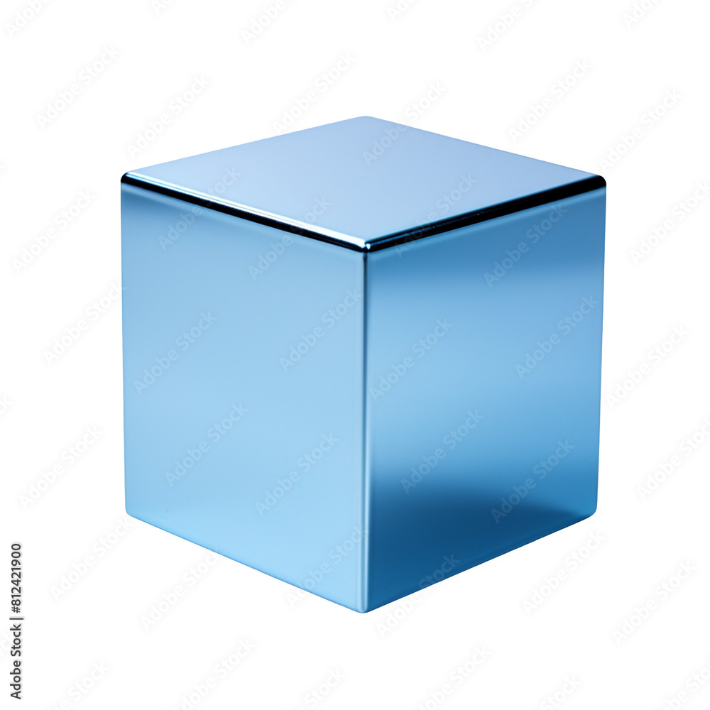 Square blue metallic block isolated on transparent background Square blue metallic block isolated on transparent background