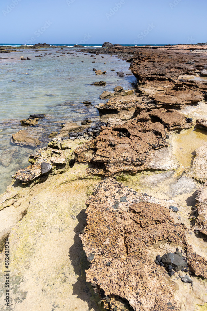 Rocky coast of the Atlantic Ocean, Praia de Cabral, Sal Rei, Boa Vista, Cape Verde Rocky coast of the Atlantic Ocean, Praia de Cabral, Sal Rei, Boa Vista, Cape Verde