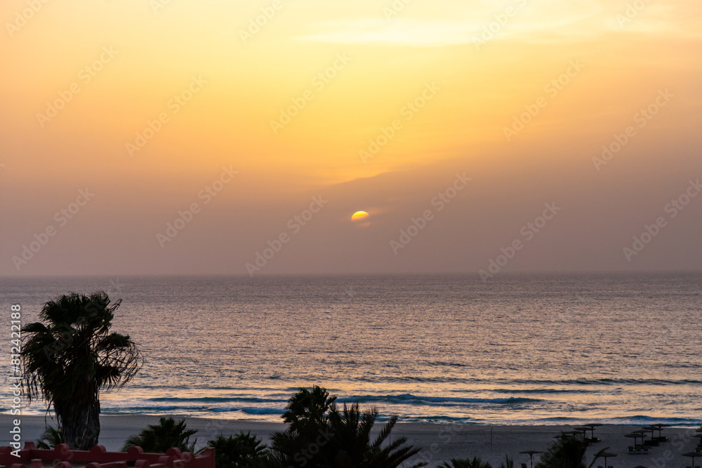Fototapeta premium Sunset on the beach, Praia de Chaves, Boa Vista, Cape Verde