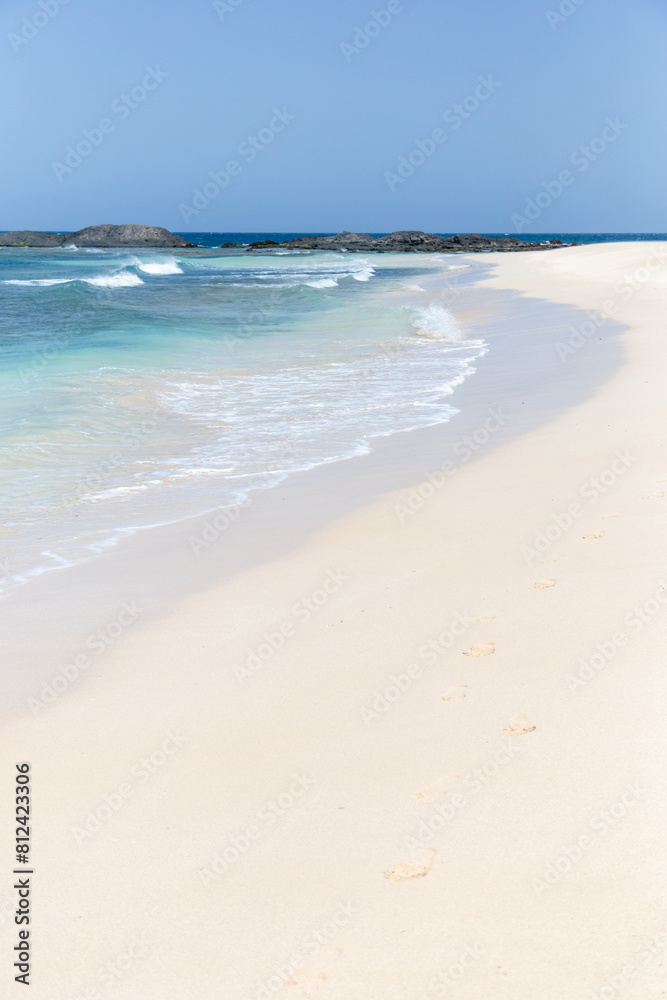 Sand beach Praia de Cabral and Atlantic Ocean, Sal Rei, Boa Vista, Cape Verde Sand beach Praia de Cabral and Atlantic Ocean, Sal Rei, Boa Vista, Cape Verde