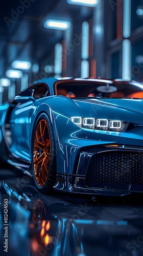 blue sports Car in Simple Background photo