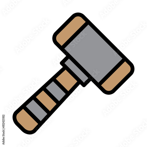 Sledgehammer Filled Line Icon Design
