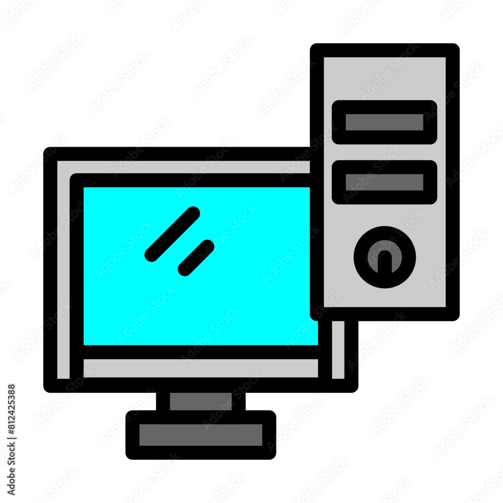 Computer Line Filled Icon Design Computer Line Filled Icon Design