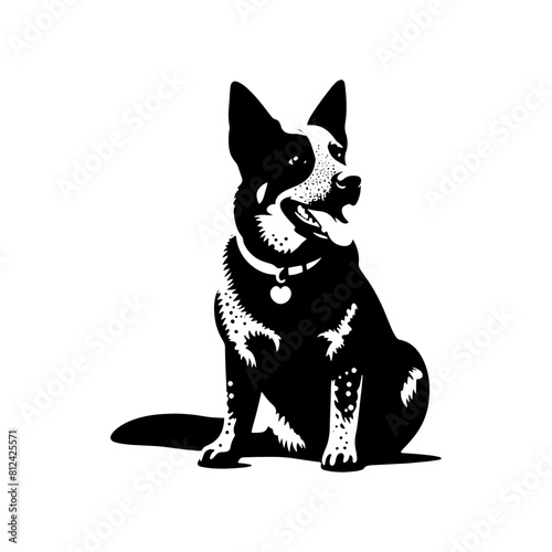 Australian Cattle Dog Silhouette - A Tribute to Rustic Resilience and Canine Wisdom- Vector of Australian Cattle Dog- Minimalist Australian Cattle Dog- Australian Cattle Dog Illustration.