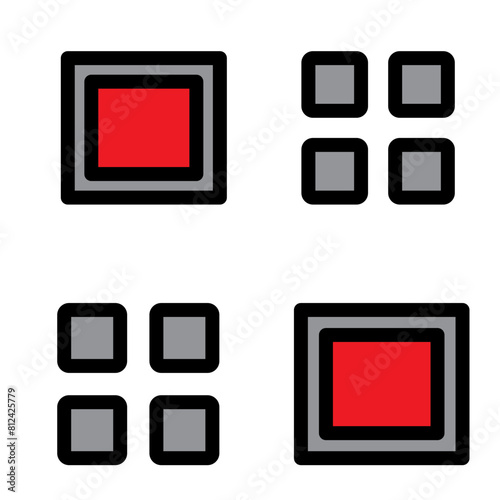 grid Filled Line Icon Design