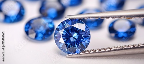 Radiant sri lankan sapphires  nature s masterpieces on white background, mesmerizing deep blue gems photo