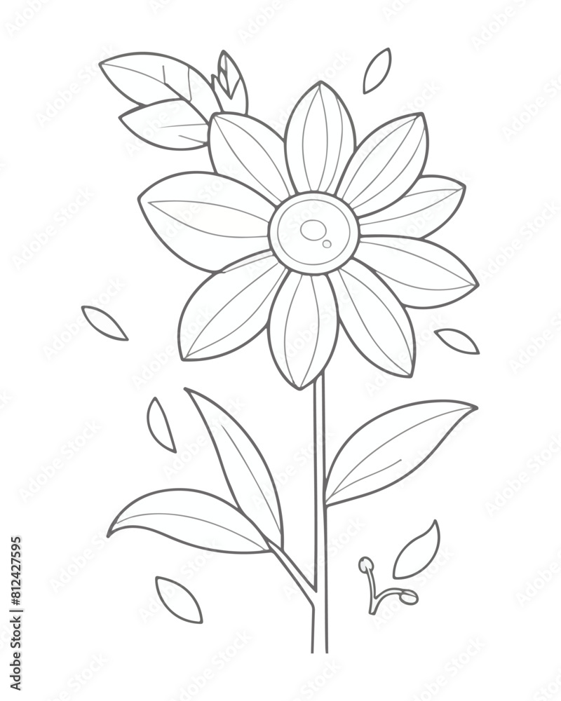 Flower coloring book page Flower coloring book page
