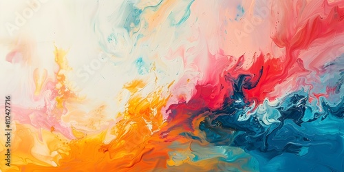 Vibrant Abstract Art with Fluid Splashes of Colorful Paint Capturing Dynamic Motion and Expressive Creativity