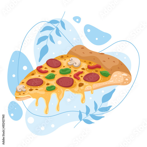 Pizza element. Vector illustration with food theme. Editable vector element.