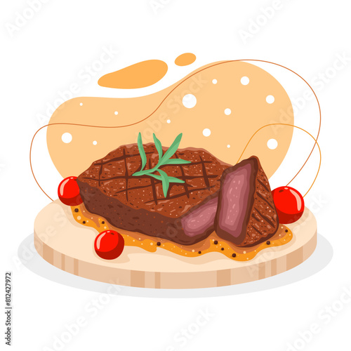 Steak element. Vector illustration with food theme. Editable vector element.