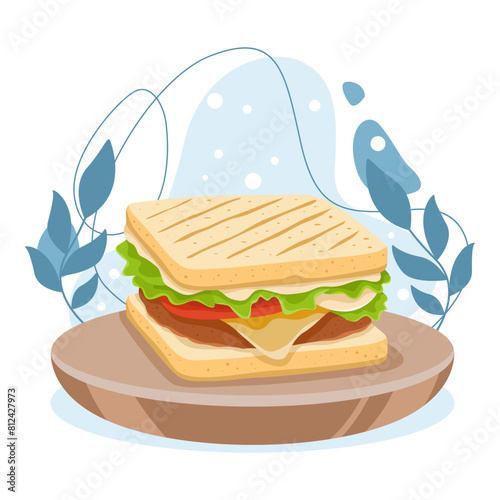 Sandwich element. Vector illustration with food theme. Editable vector element.