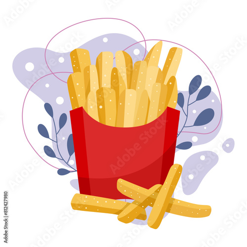 French Fries element. Vector illustration with food theme. Editable vector element.