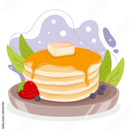 Pancake element. Vector illustration with food theme. Editable vector element.