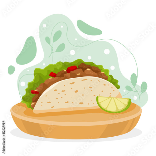 Taco element. Vector illustration with food theme. Editable vector element.