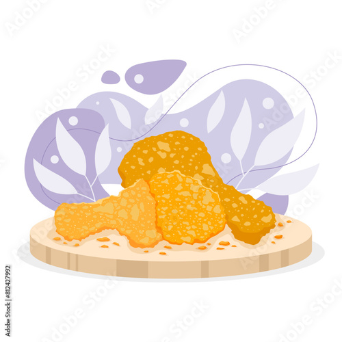 Chicken drumstick element. Vector illustration with food theme. Editable vector element.