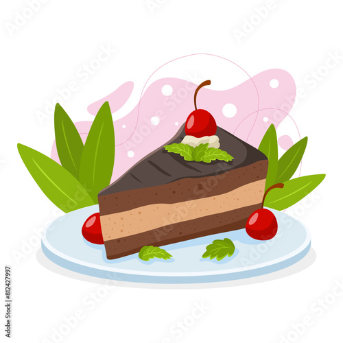 Cake element. Vector illustration with food theme. Editable vector element.