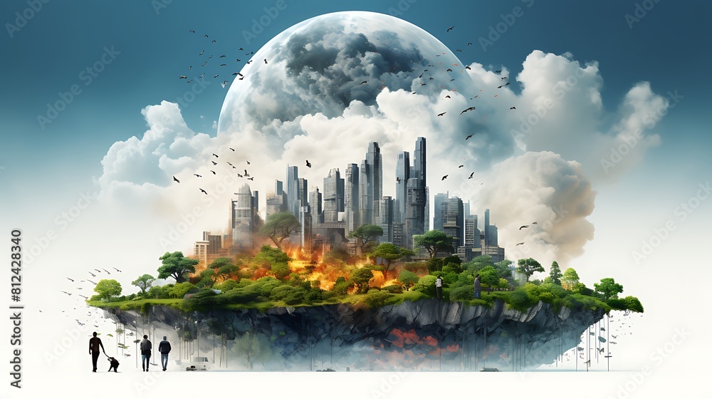 A digital collage of the impact of climate change on vulnerable communities for Earth Day.