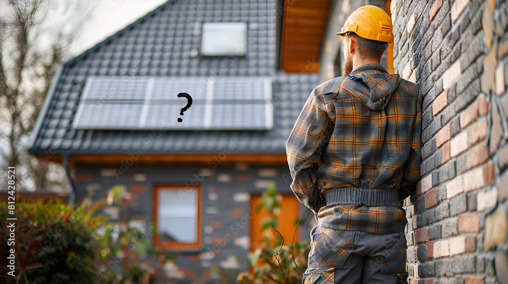 PV installer with solar panels and a question mark PV installer with solar panels and a question mark