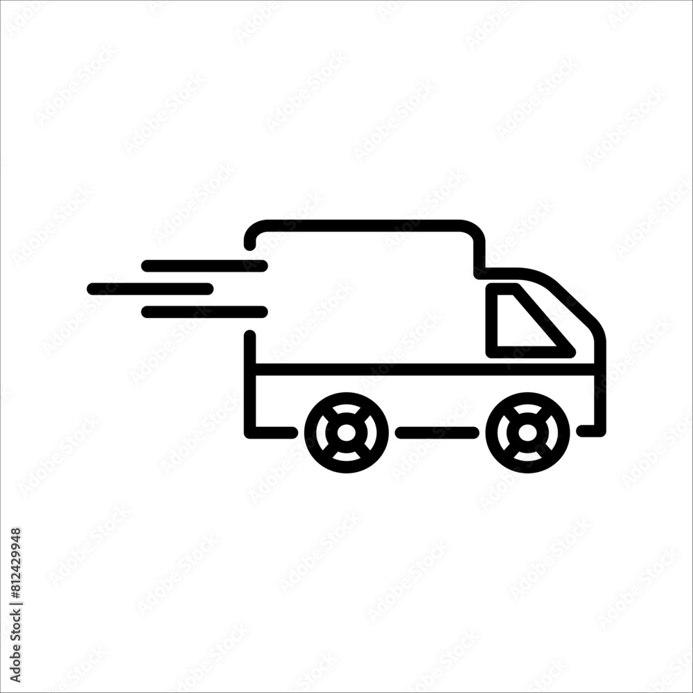 Fast shipping delivery truck flat vector icon for apps and websites