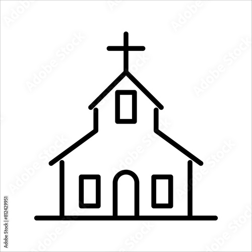church icon isolated on white, Vector Illustration