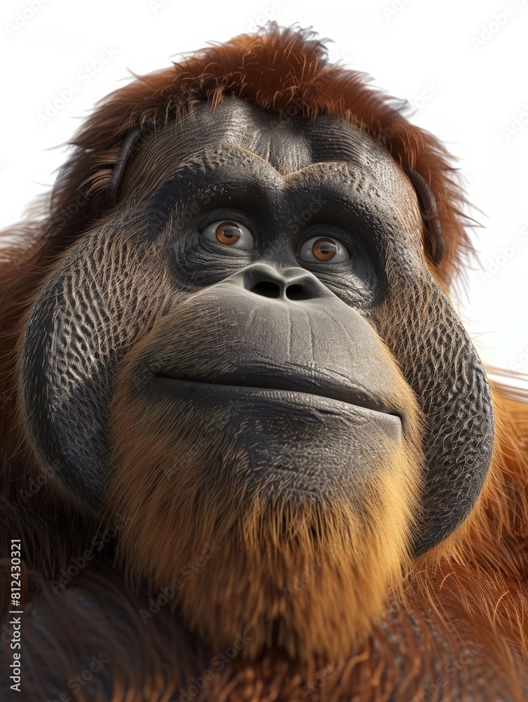 Fototapeta premium Explore the Jungle with Realistic Orangutan 3D Render Clipart