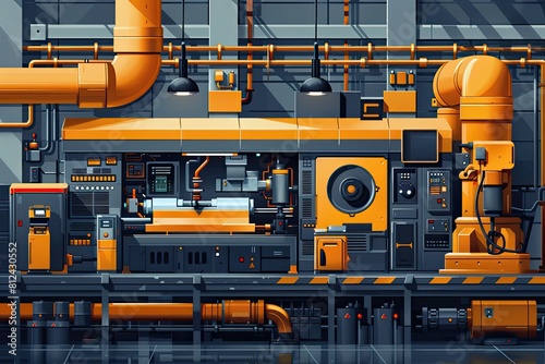 A factory with a lot of machinery and pipes