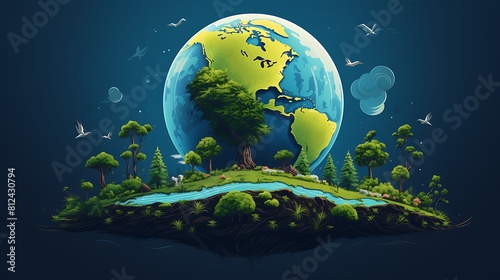 An illustration of Earth with a message encouraging tree planting initiatives for Earth Day. © Tayyab
